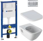 Geberit Rezervor WC incastrat + vas WC + capac, set Geberit Delta 30 118.351. 21.1, clapeta actionare inclusa (30 118.351.21.1)