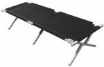 BasicNature Алуминиев шезлонг за пътуване черен 210 cm (054350)