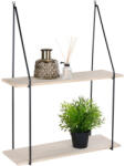 House Nordic Haag polc, 2 natúr fa polccal, fekete keret 55x21 cm (4291020) - homelux