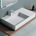 Rea Archi 75 Öntöttt márvány mosdó 75x43 cm nyitott csaplyukkal, fehér REA-U4300 (REA-U4300)