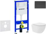 Geberit Duofix - Előfali szerelő készlet, Oudee Vortex kompakt WC és softclose ülőke, Delta50 vezérlőgomb, matt fekete SANI11CA5143 (SANI11CA5143)