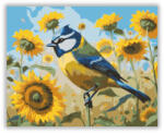  Kék Cinege a Napraforgók Között - számfestő készlet