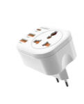 Earldom Универсален преходник - зарядно Earldom ES-SC16, 2xUSB, 1xType-C, EU/US/UK/AU към EU, 220V, Бял - 40525