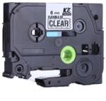 Utángyártott Brother TZ-FX111/TZe-FX111, 6mm x 8m, flexi, fekete nyomtatás / átlátszó alapon, kompatibilis szalag (TZeFX111)