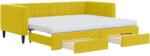vidaXL Sárga kihúzható bársony heverő fiókkal 90 x 200 cm (VD3196768)