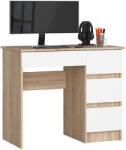 AKORD CLP A-7 Számítógépasztal Laminált Sonoma Tölgy Fehér Jobbos