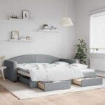 vidaXL világosszürke kihúzható szövet heverő fiókokkal 100 x 200 cm (VD3197229)