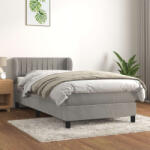 vidaXL világosszürke bársony rugós ágy matraccal 100 x 200 cm (BAL-3127595)