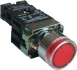 Tracon Tok. világító nyomógomb, fémalap, előtét, piros, glim, izzó nélk. , 1×NC, 3A/230V AC, 130V, IP44 (NYGBW3471PT) (NYGBW3471PT)