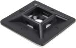 TRACON Öntapadós/csavarozható, 4oldalt fűzhető kötegelő talp, fekete, 28x28mm, d=5, 7mm, PA6.6, 3M (TALP281) (TALP281)