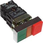 Tracon Kettős BE-KI nyomógomb, fémalap, zöld+piros kiálló, 1×NC+1×NO, 3A/230V AC, IP42 (NYKK8475) (NYKK8475)
