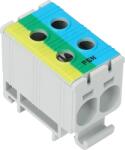 Tracon Főáramköri leágazó kapocs, sínre szerelhető, kék-zöld-sárga, 2.5-35mm2, max. 1000VAC, 1500VDC, max. 135A (FLEAL-35/2KZS) (FLEAL-35/2KZS)