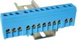 Tracon Szigetelt földelősín (N/PE), zárt, kék, 230/400VAC, 63A, 6×9mm, 12P, IP20 (NPE-ZB) (NPE-ZB)