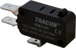 TRACON Helyzetkapcsoló, mikro, ütközős, 1xCO 10A/230VAC, 0, 3A/250VDC, 6, 3x0, 8 mm, IP00 (KW3-01) (KW3-01)