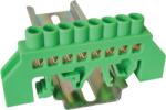 Tracon Szigetelt földelősín (N/PE), zöld, 230/400VAC, 63A, 6×9mm, 8P, IP20 (NPE-G6-8) (NPE-G6-8)