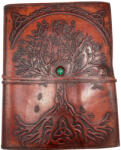 Ancient Wisdom Bőrkötésű kézműves notesz - ÉLETFA díszkővel - 20x16 cm - 160 vonalas oldal (LBN-61)