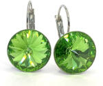  Kristály fülbevaló peridot színű, kapcsos rivoli 14 mm (100904)