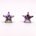  Kristály fülbevaló violett (lila) csillag 10 mm (100304)