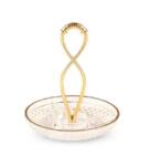 Osena Platou Rotund Osena Sticla Cu 3 Compartimente Deco Art Diametru 20Cm Maner Rasucit Auriu (506-K-18) Tava