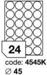 CDRmarket Öntapadó címkék kulaté 45 mm, 24 címek, A4, 100 ív (R0100.4545A)