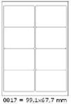 CDRmarket Öntapadó címkék 99, 1 x 67, 7 mm, 8 címek, A4, 100 ív (R0ECO.0817A)