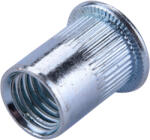 Fortum szegecsanya klt. 15 db, M12, POP-NUT, horganyzott acél, kerek, nyitott, lapos peremű, rovátkolt FORTUM