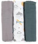 Vlnka PETITE&MARS Set scutece muselina de bambus 3 buc Moussy Grey Planes, 68 x 68 cm (415361)