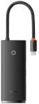 Baseus Lite Series HUB 6in1 Typ C HDMI-hez + 2xUSB 3.0 + Type C + SD/TF fekete WKQX050001 (WKQX050001)