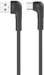 Maxlife MXUC-09 USB kábel, USB-A - USB-C, (2 méter 3, 1A), fekete (2 derékszögű csatlakozóval)