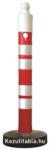  Műanyag poller önterhelő talppal, piros, lánctartóval, kupakkal, PPC 110x1200 mm