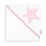 Baby Nellys Prosop termic Baby Stars cu gluga, 80 x 80 cm - alb/roz