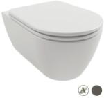Hatria Vas WC suspendat Hatria Fusion Alchemy Rimless 36x54 cm evacuare orizontala, gri inchis (ash) (A0Y1CC45)