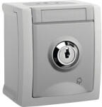 Panasonic Priză simplă cu împământare Panasonic Pacific IP54 gri, cu cheie, montaj aplicat (P-PS+K)