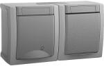 Panasonic Întrerupător & priză Panasonic Pacific IP54 gri, montaj aplicat orizontal (P-PS+I)
