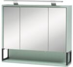 Möbelpartner Dulap baie cu oglindă 700D Limone 70x68 cm PAL verde mentă 3 uşi iluminare LED (146032)