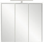 Möbelpartner Dulap baie cu oglindă Flag 65x60 cm PAL alb 3 uşi cu iluminare (149479)