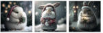 The Wall Set 3 tablouri canvas The Wall Rabbits Wintertime, 3x 25x25 cm (53572)