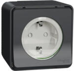 Schneider Electric Priză simplă cu împământare Schneider Mureva IP55 gri, protecție copii, montaj aplicat (MUR86731)