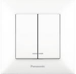 Panasonic Întrerupător dublu Panasonic Arkedia Slim, cu lumină, alb, incl. ramă (P-SA.2L)