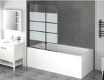form&style Paravan cadă form&style CABIA 112x140 cm, 2 elemente, sticlă decor dungi, profil negru (K-036AN-BK)
