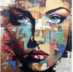 Pure Living Tablou sticlă Pure Living Colorful Woman Portrait III 30x30 cm (GLA2717A)