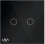 PNI Întrerupător touch dublu PNI SH222 cu lumină, negru (PNI-SH222)