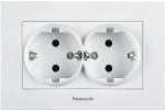 Panasonic Priză dublă cu împământare Panasonic Karre Plus, alb, incl. ramă (P-KPS2)