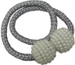 Gardinia Clemă magnetică Gardinia Flex-V cu perle și șnur pentru draperie, argintiu, 48 cm, set 2 buc (36457)