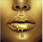 Pure Living Tablou sticlă Pure Living Golden Lips I 50x50 cm (GLA2370B)