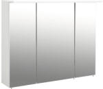 Möbelpartner Dulap baie cu oglindă Profil 100x72 cm PAL alb 3 uşi cu iluminare (127349)
