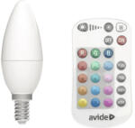 Avide Bec LED RGBW Avide E14 4, 9W 470 lumeni, glob mat lumânare, cu telecomandă (ASC14RGBW-4.9W-RC)