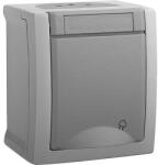 Panasonic Priză simplă cu împământare Panasonic Pacific IP54 gri, montaj aplicat (P-PS)