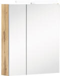 Möbelpartner Dulap baie cu oglindă Karla 60x75 cm PAL stejar deschis 2 uşi iluminare LED (146542)