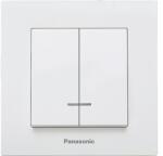 Panasonic Întrerupător dublu Panasonic Karre Plus, cu lumină, alb, incl. ramă (P-KP2L)